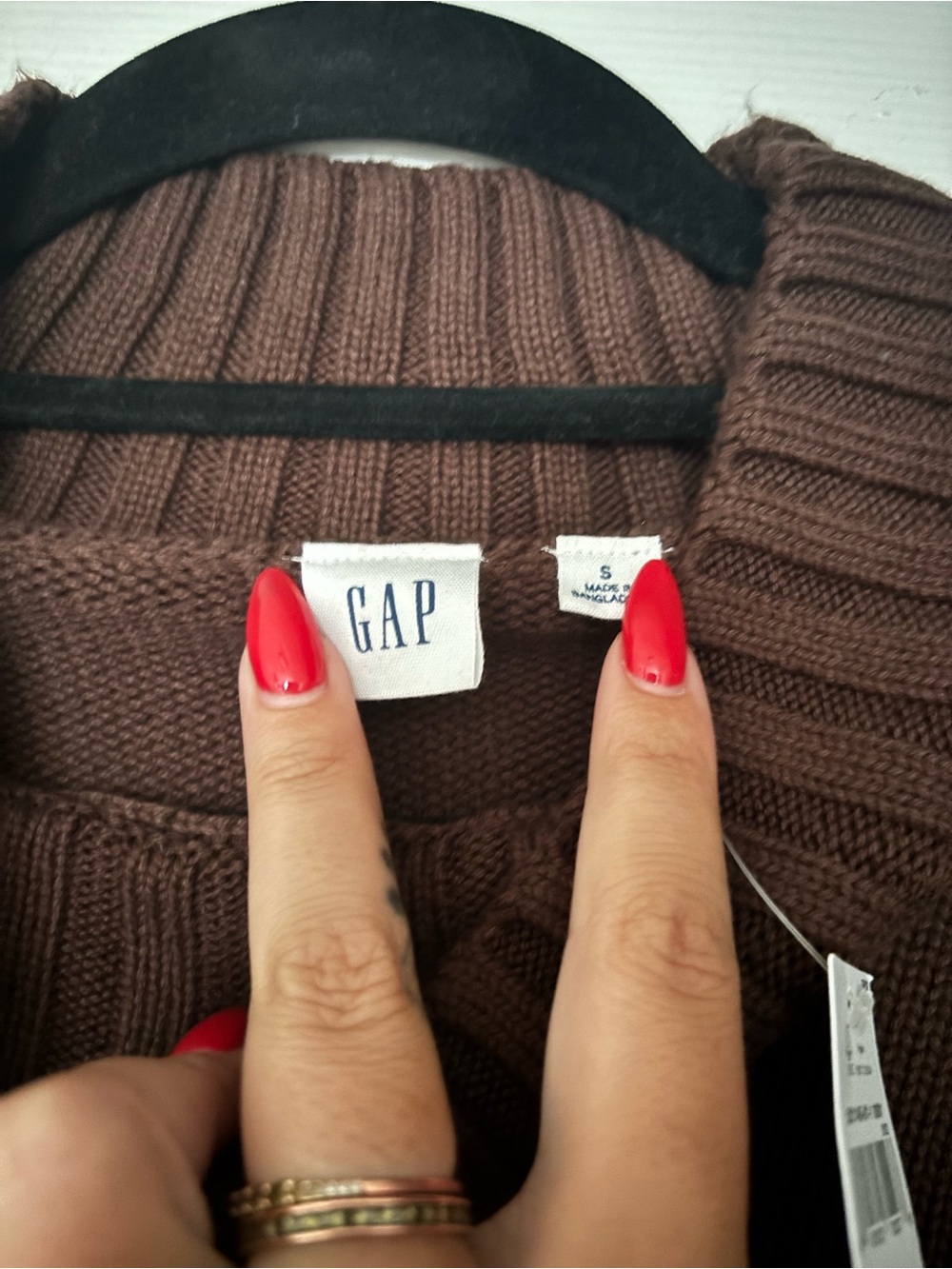 NWT Gap Brown & White Striped Mock Neck Sweater Size Small - Picture 7 of 8